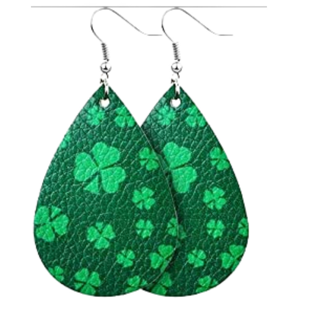 5 /$25 SHAMROCK GREEN 4 CLOVER DANGLE EARINGS ST PATRICKS DAY Earrings Shamrocks